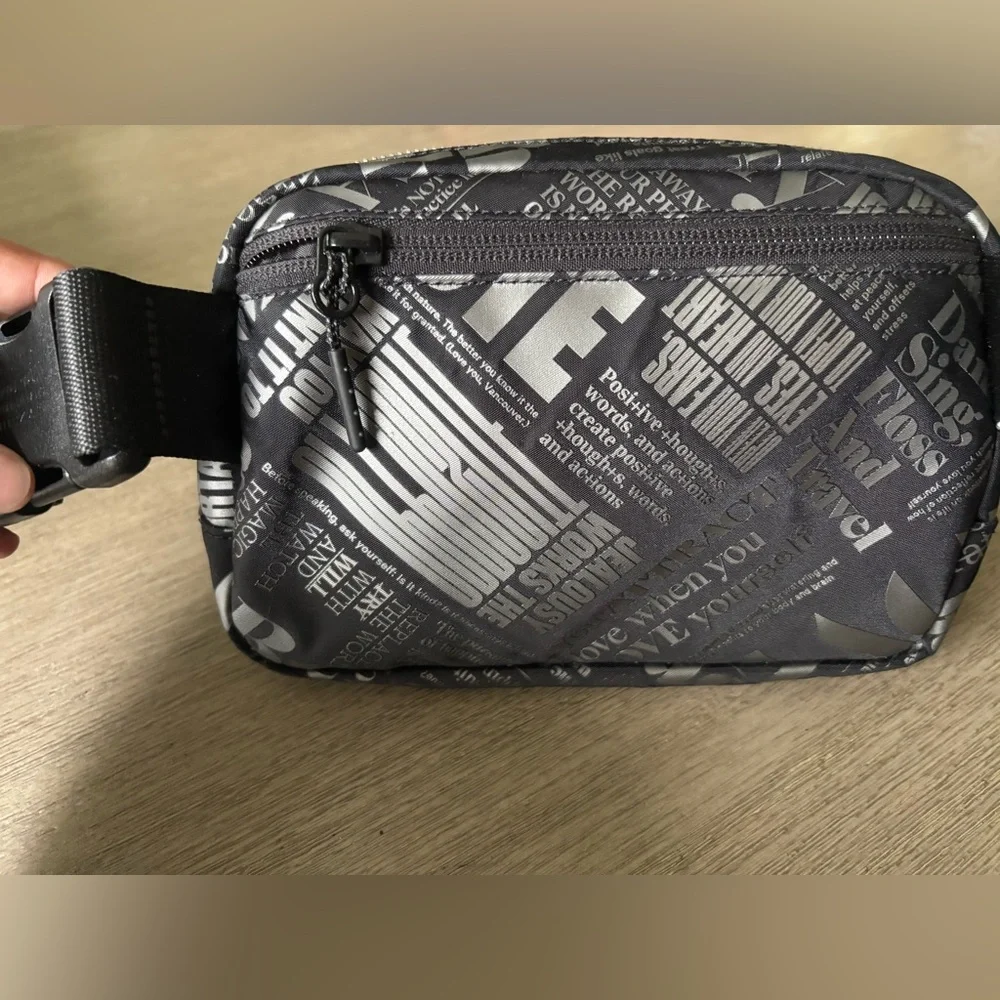 lululemon athletica Black and Gray Printed Crossbody Pouch